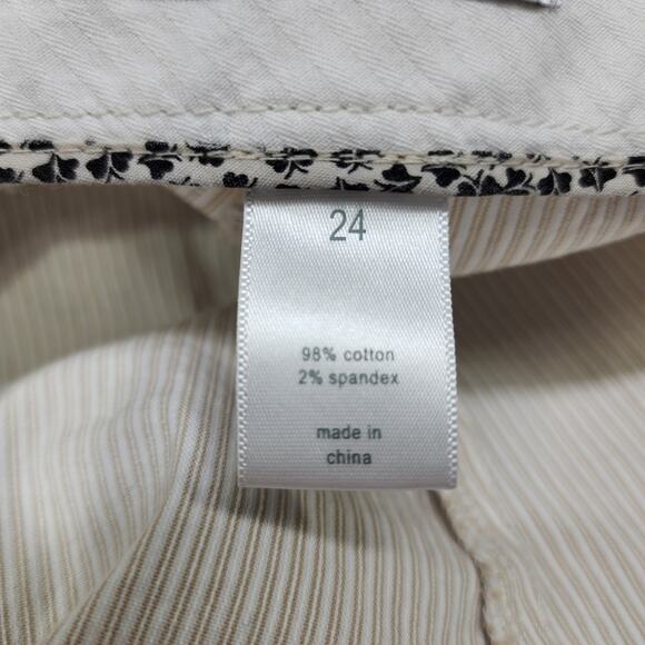 Fashion Bug Pants Womens 24 Beige Brown Striped Crop Capri Stretch Office Casual - Picture 4 of 10